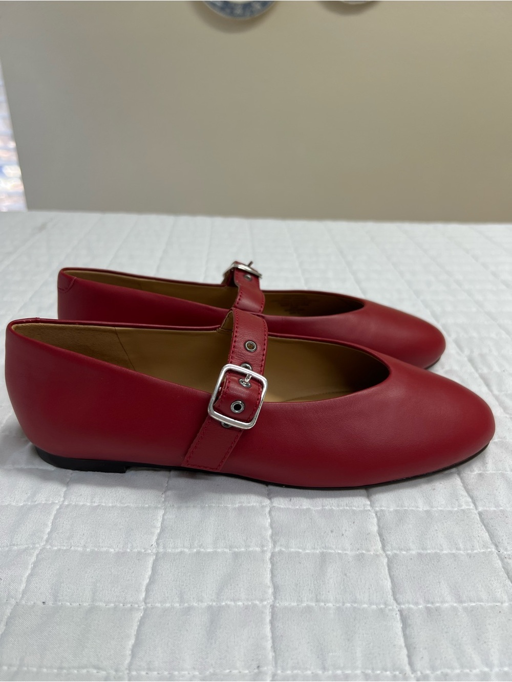Madewell The Remy Mary Jane Flat in Ruby Port Red Leather Size 6 - Picture 4 of 10